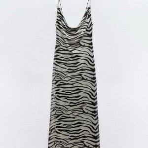 Zara Black and White Zebra Slip Dress